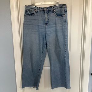 Wild Fable Womens Crop Jeans Size 14 Slightly Distressed Raw Hem High Rise